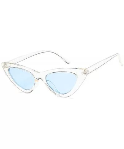 Women Fashion Triangle Cat Eye Sunglasses with Case UV400 Protection Beach - Transparent Frame/Blue Lens - CT18WLTNS6U $32.78...
