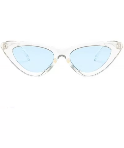 Women Fashion Triangle Cat Eye Sunglasses with Case UV400 Protection Beach - Transparent Frame/Blue Lens - CT18WLTNS6U $32.78...