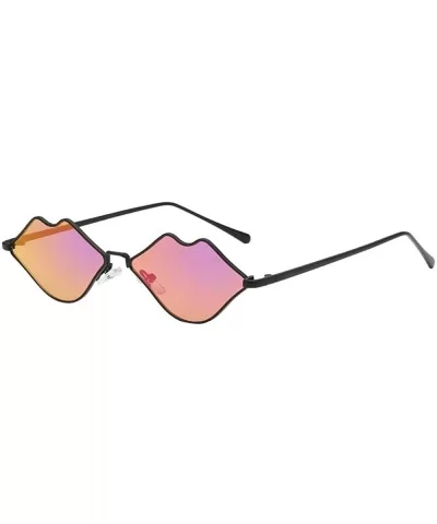 Women Man Fashion Vintage Lips Irregular Shape Sunglasses Eyewear Retro Unisex - E - CQ18TIUW6T5 $9.16 Round