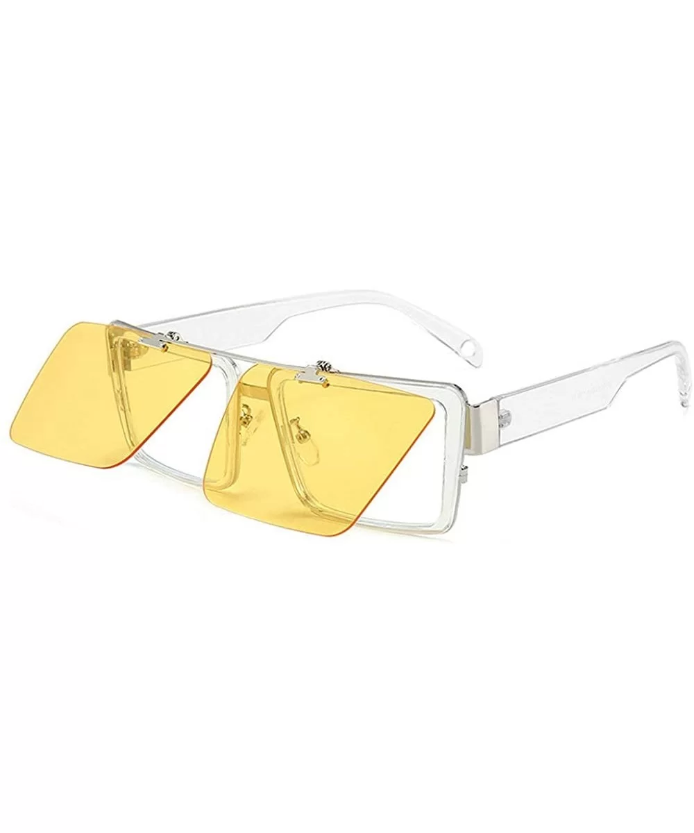 Blocking Eyeglasses Double Sunglasses Eyewear - Yellow - CP18XWRUCGE $21.16 Square