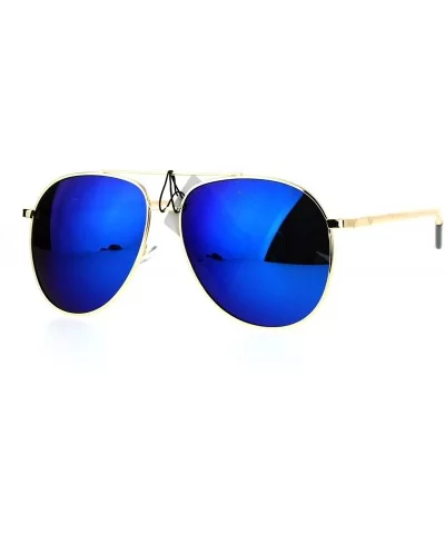 Fashion Aviator Sunglasses Vintage Driver Aviators Metal Frame UV 400 - Gold (Blue Mirror) - CT185M90A67 $14.93 Aviator