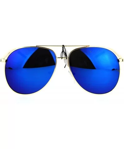 Fashion Aviator Sunglasses Vintage Driver Aviators Metal Frame UV 400 - Gold (Blue Mirror) - CT185M90A67 $14.93 Aviator