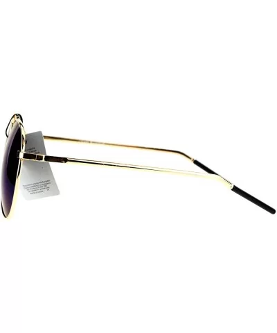 Fashion Aviator Sunglasses Vintage Driver Aviators Metal Frame UV 400 - Gold (Blue Mirror) - CT185M90A67 $14.93 Aviator