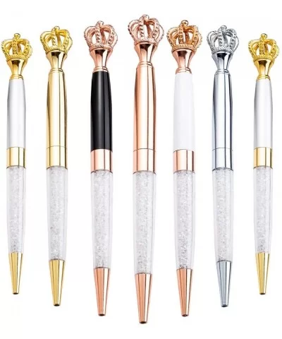 Ballpoint Pens-Crown Top Crystal Pens-Fantastic Gift for Women-Metal Ballpoint Pens with Black Ink(6PCS) - CJ18TDZLCZS $18.88...