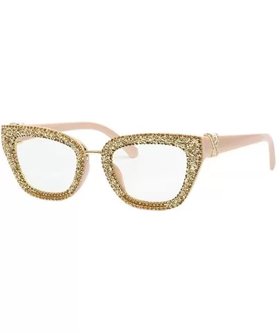Oversized Square Frame Bling Rhinestone Crystal Sunglasses For Women - Gold - C318ZZ65UZG $19.25 Square