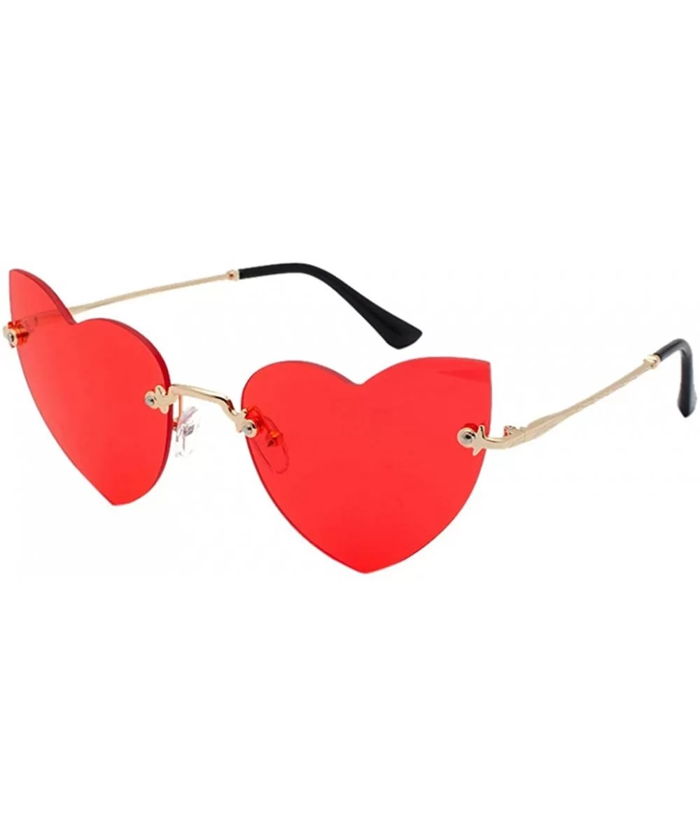 Irregular Heart Shaper Sunglasses For Women Polarized Uv Protection - Rimless Sun Glasses Stylish Outdoor Eyewear - C018ULIIK...