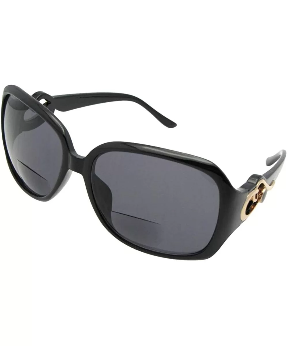 Fashion Bifocal Sunglasses For Women B119 - Black/Gold Deco-gray Lenses - CJ18DM3H7AA $23.21 Rectangular