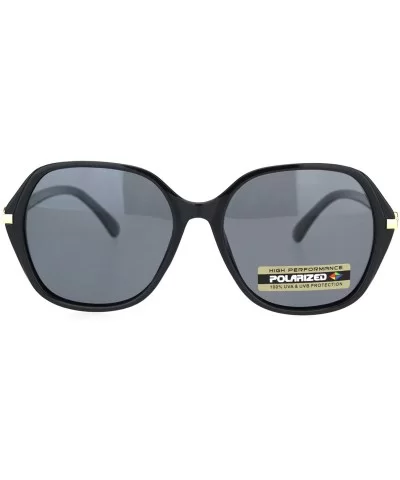 Polarized Womens 90s Metal Jewel Hinge Plastic Butterfly Sunglasses - Black Gold Solid Black - CD18ONNOQGU $17.76 Butterfly