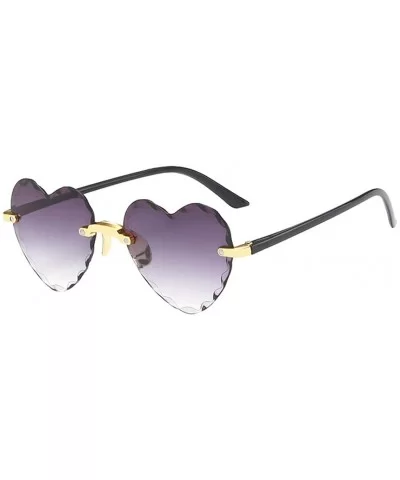 Fashion Men Women Sunglasses Outdoor Travel Beach Heart Shaped Frameless Eyewear - E - C2190HQO8GC $12.36 Rimless