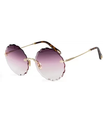 Women's gradient round frame sunglasses - new flowers frameless personality sunglasses - D - CN18S9RQR0M $68.35 Round