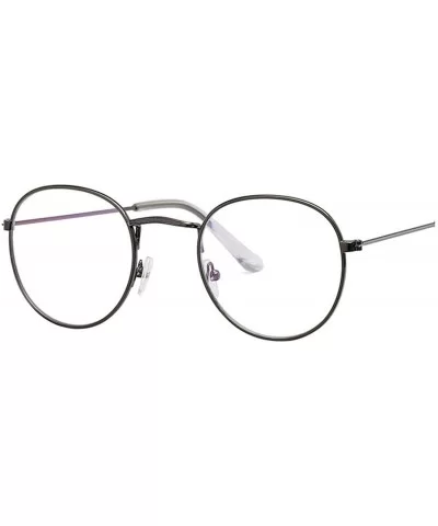Round Glasses Frame Men Anti Blue Light Women Fake Gold Optical Oval Eyeglasses Transparent Lens - Gun - CG197Y73TGY $25.74 R...