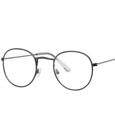 Round Glasses Frame Men Anti Blue Light Women Fake Gold Optical Oval Eyeglasses Transparent Lens - Gun - CG197Y73TGY $25.74 R...