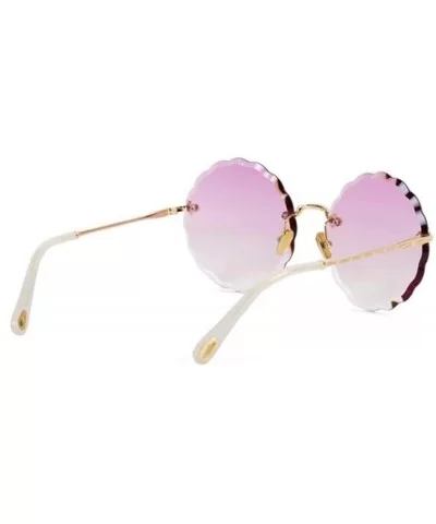 Women's gradient round frame sunglasses - new flowers frameless personality sunglasses - D - CN18S9RQR0M $68.35 Round