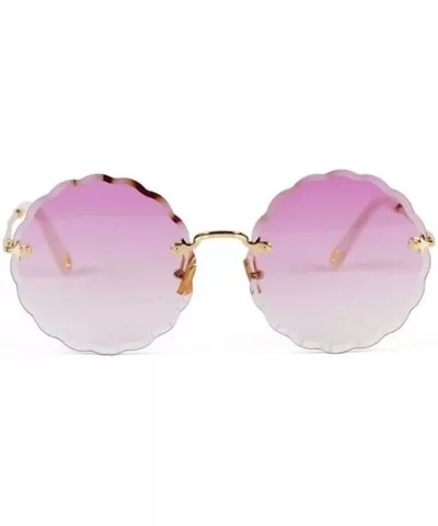 Women's gradient round frame sunglasses - new flowers frameless personality sunglasses - D - CN18S9RQR0M $68.35 Round