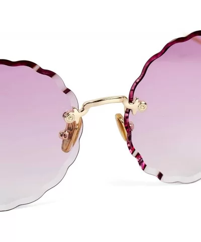 Women's gradient round frame sunglasses - new flowers frameless personality sunglasses - D - CN18S9RQR0M $68.35 Round