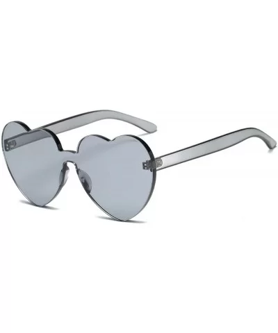 Rimless Vintage Love Heart Sunglasses Women Original Design Sun Glasses female UV400 - Gray - CY198RXDECQ $15.64 Rimless