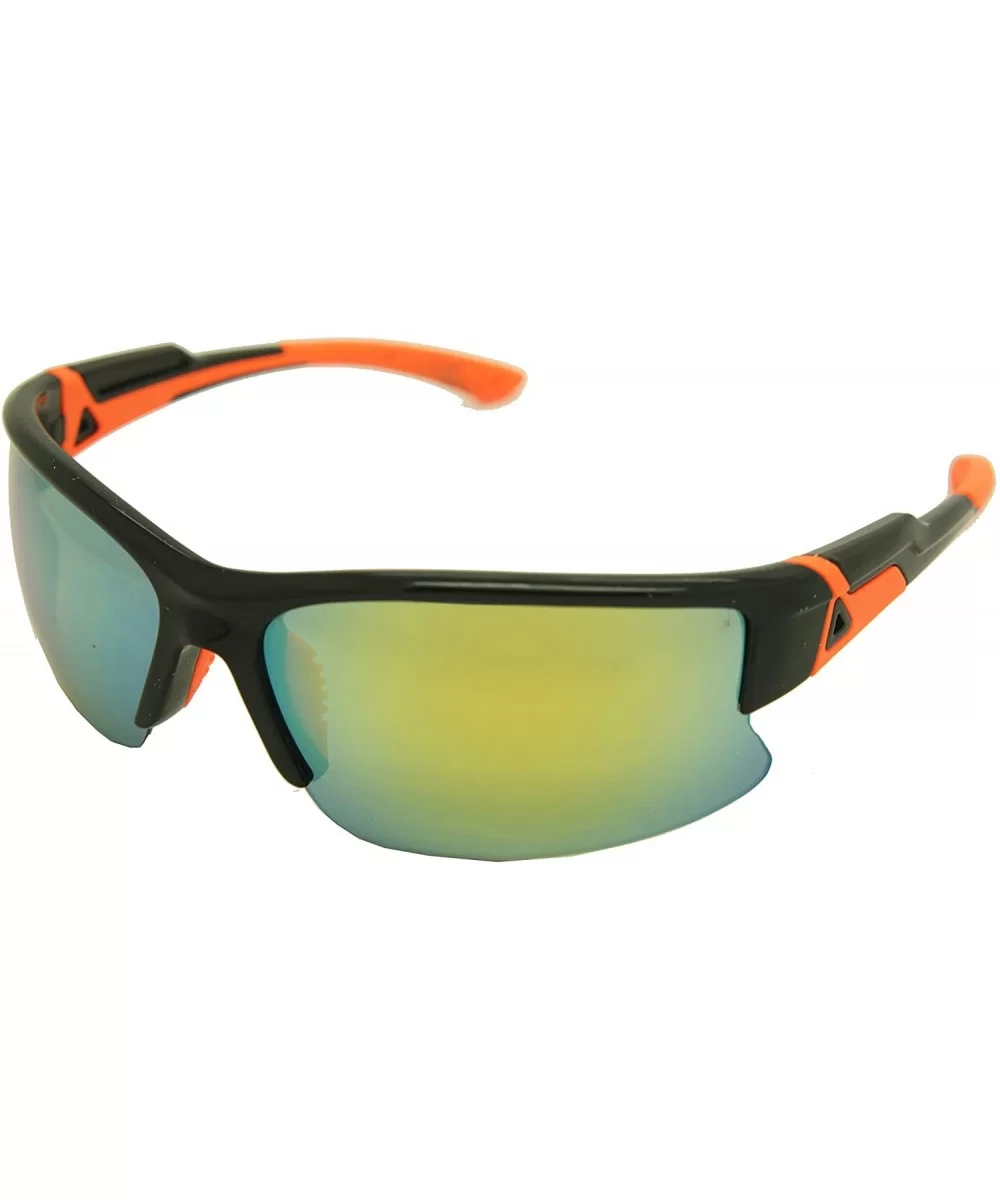 Double Injection Sunglasses SPORTS - 2762 Shiny Black Orange Yellow Mirror - CP12HTW9BNP $27.75 Rectangular