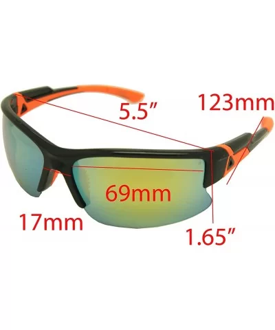 Double Injection Sunglasses SPORTS - 2762 Shiny Black Orange Yellow Mirror - CP12HTW9BNP $27.75 Rectangular