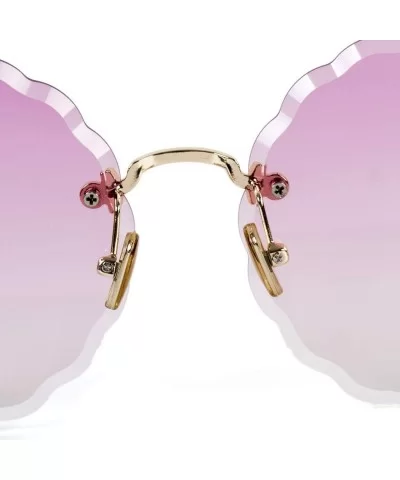 Women's gradient round frame sunglasses - new flowers frameless personality sunglasses - D - CN18S9RQR0M $68.35 Round