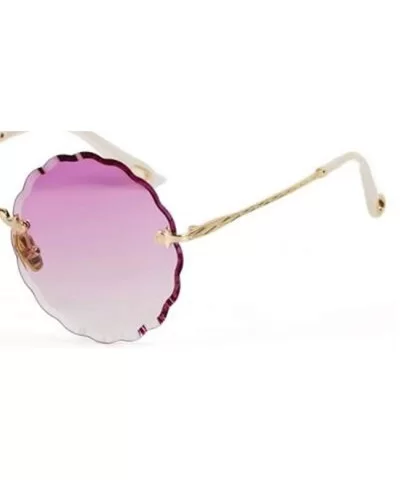 Women's gradient round frame sunglasses - new flowers frameless personality sunglasses - D - CN18S9RQR0M $68.35 Round