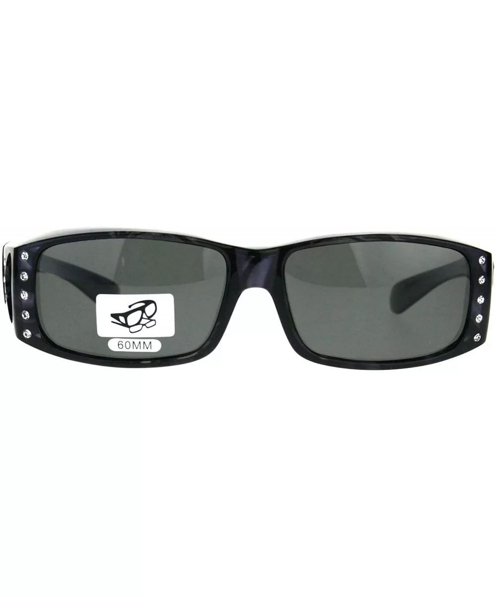 Polarized Rhinestone Bling Anti-glare Lens Rectangular Fit Over Sunglasses - Green - CH1878R0CEL $17.22 Rectangular