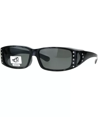 Polarized Rhinestone Bling Anti-glare Lens Rectangular Fit Over Sunglasses - Green - CH1878R0CEL $17.22 Rectangular