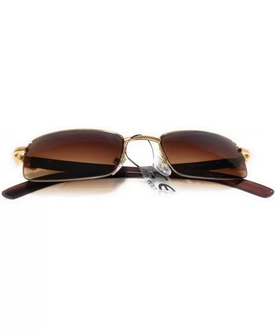 Men's Color Wood Effect Metal Frames Vintage Style Retro - Brown - CF18REQWE67 $17.30 Square