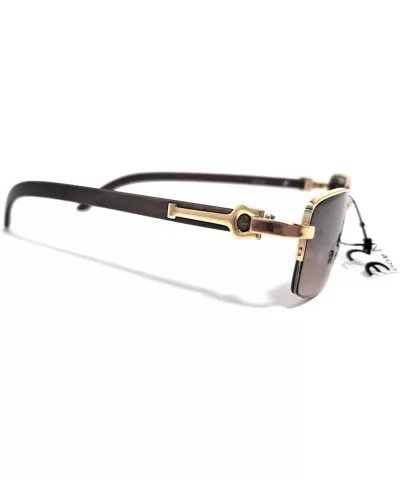 Men's Color Wood Effect Metal Frames Vintage Style Retro - Brown - CF18REQWE67 $17.30 Square