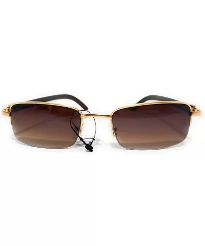 Men's Color Wood Effect Metal Frames Vintage Style Retro - Brown - CF18REQWE67 $17.30 Square