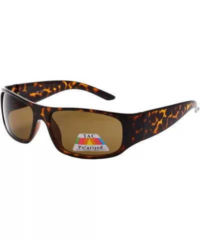 Polarized Sporty Square Framed Polarized Sunglasses UV400 - Leopard Brown - CC12KW99Y07 $12.34 Square