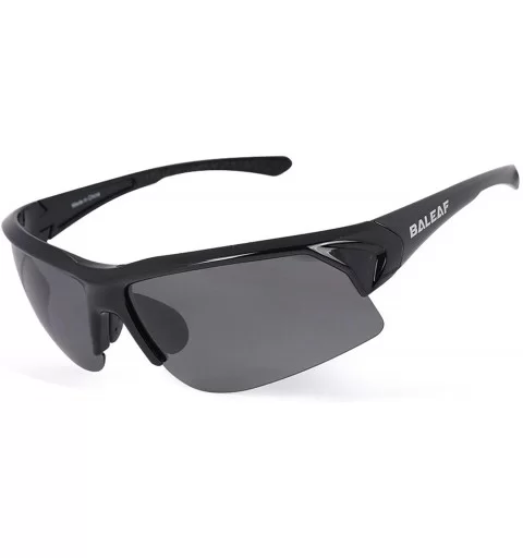 Polarized Sunglasses Protection Cycling - 05-shiny Black Frame Grey Lens - CI1967SZKZH $35.81 Rimless