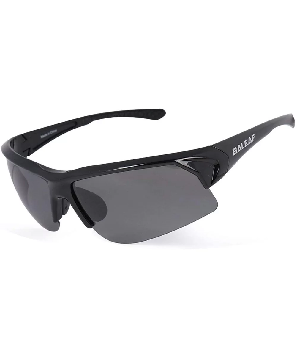 Polarized Sunglasses Protection Cycling - 05-shiny Black Frame Grey Lens - CI1967SZKZH $35.81 Rimless