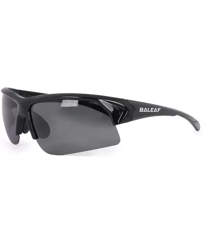 Polarized Sunglasses Protection Cycling - 05-shiny Black Frame Grey Lens - CI1967SZKZH $35.81 Rimless