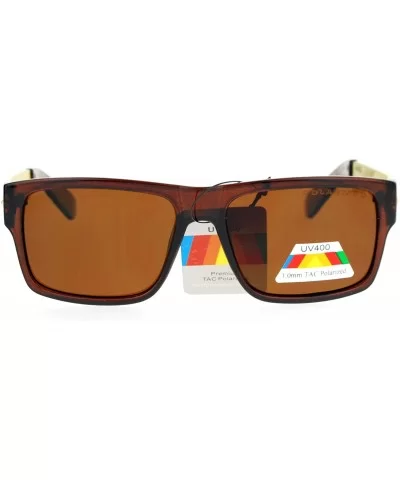 Mens Polarized Rectangular Sport Metal Arm Sunglasses - Shiny Brown - C112NSW1AZB $17.43 Rectangular