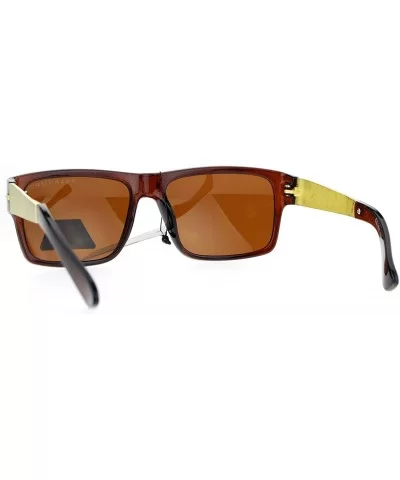 Mens Polarized Rectangular Sport Metal Arm Sunglasses - Shiny Brown - C112NSW1AZB $17.43 Rectangular