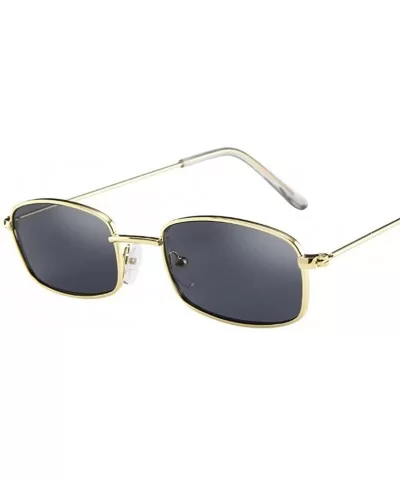 Small Rectangle Sunglasses For Women Metal Frame Mirrored Lens - E - CM18DWDRHXW $8.61 Oval