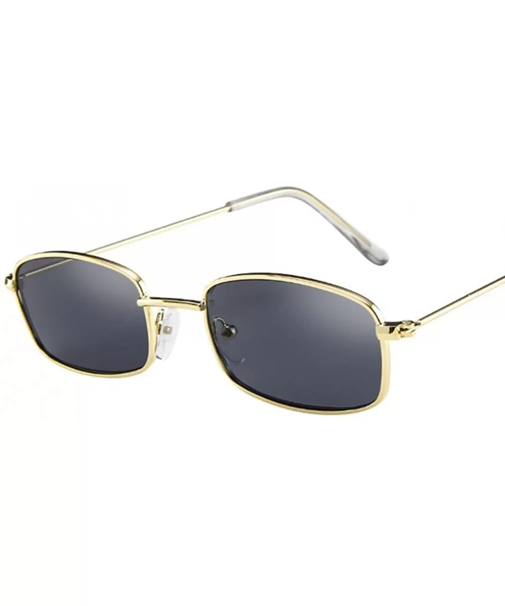 Small Rectangle Sunglasses For Women Metal Frame Mirrored Lens - E - CM18DWDRHXW $8.61 Oval