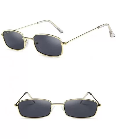 Small Rectangle Sunglasses For Women Metal Frame Mirrored Lens - E - CM18DWDRHXW $8.61 Oval