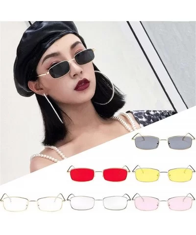 Small Rectangle Sunglasses For Women Metal Frame Mirrored Lens - E - CM18DWDRHXW $8.61 Oval