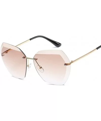 Pink Gradient Rimless Sunglasses For Women Oversized Eyewear Sun Glasses Female Summer Travel Essential - CA19990OT8W $17.03 ...