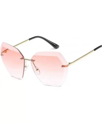 Pink Gradient Rimless Sunglasses For Women Oversized Eyewear Sun Glasses Female Summer Travel Essential - CA19990OT8W $17.03 ...