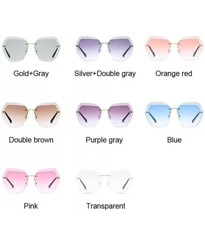 Pink Gradient Rimless Sunglasses For Women Oversized Eyewear Sun Glasses Female Summer Travel Essential - CA19990OT8W $17.03 ...