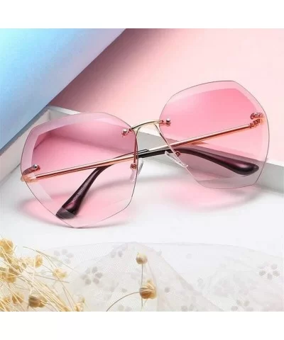 Pink Gradient Rimless Sunglasses For Women Oversized Eyewear Sun Glasses Female Summer Travel Essential - CA19990OT8W $17.03 ...