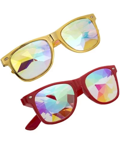 Kaleidoscope Glasses Festival Cosplay Rainbow Prism Sunglasses Goggles - red+yellow(square) - C118QXMUOLC $34.00 Square