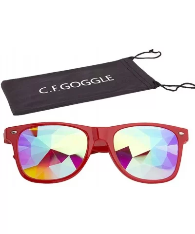 Kaleidoscope Glasses Festival Cosplay Rainbow Prism Sunglasses Goggles - red+yellow(square) - C118QXMUOLC $34.00 Square