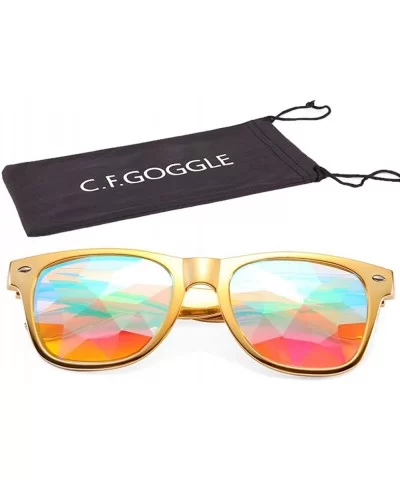 Kaleidoscope Glasses Festival Cosplay Rainbow Prism Sunglasses Goggles - red+yellow(square) - C118QXMUOLC $34.00 Square