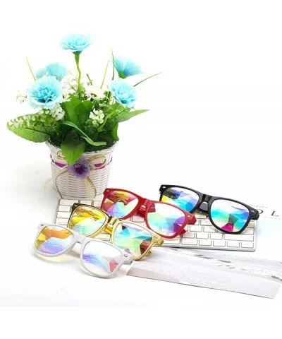 Kaleidoscope Glasses Festival Cosplay Rainbow Prism Sunglasses Goggles - red+yellow(square) - C118QXMUOLC $34.00 Square