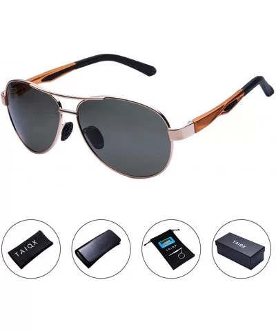 Driving Polarized Sunglasses for Men Classic Aviator Sports Sunglasses - Gold Frame/Dark Green Lens - CT18GGWY92E $36.63 Sport