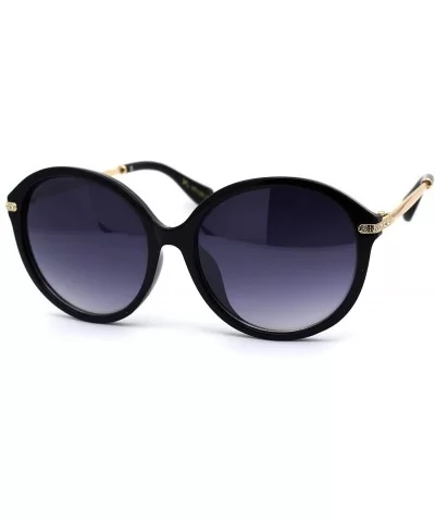 Womens Sparkle Rhinestone Hinge Round Butterfly Fashion Sunglasses - Black Smoke - CG194MHHUW3 $17.76 Butterfly