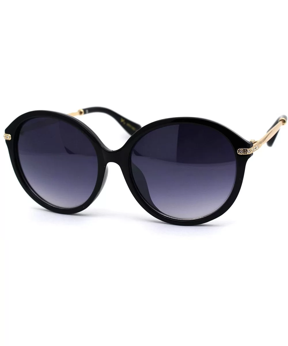 Womens Sparkle Rhinestone Hinge Round Butterfly Fashion Sunglasses - Black Smoke - CG194MHHUW3 $17.76 Butterfly